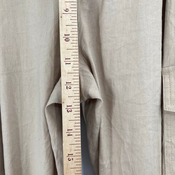 VINCE Preppy Linen Cargo Cropped Oat Beige Trouser Pant 8 NEW Capsule Beach - Picture 8 of 15